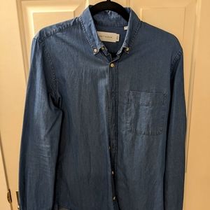 Mott and Bow chambray blue men's casual button up shirt